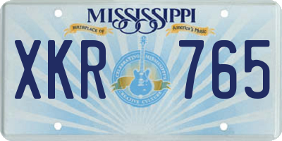 MS license plate XKR765