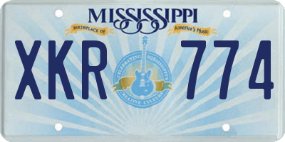 MS license plate XKR774
