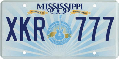 MS license plate XKR777