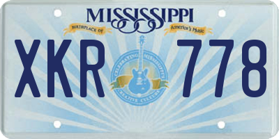 MS license plate XKR778
