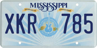 MS license plate XKR785