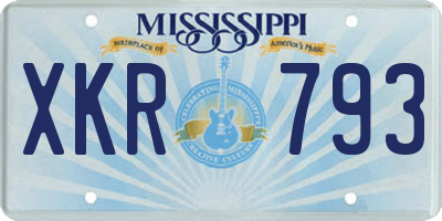 MS license plate XKR793