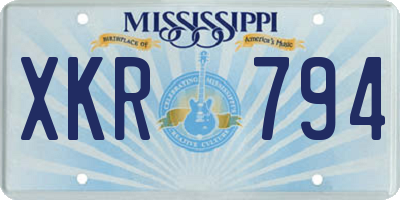 MS license plate XKR794
