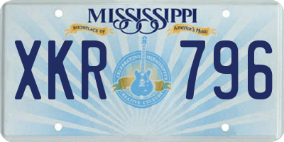 MS license plate XKR796