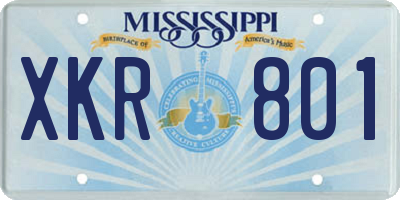 MS license plate XKR801