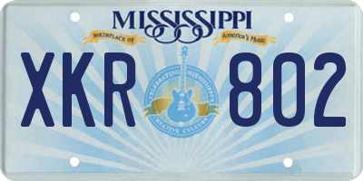 MS license plate XKR802