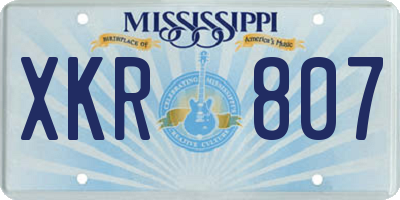 MS license plate XKR807