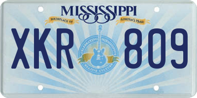 MS license plate XKR809