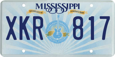 MS license plate XKR817