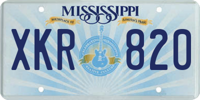 MS license plate XKR820