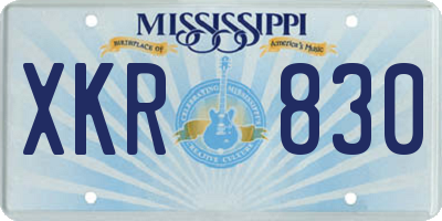MS license plate XKR830