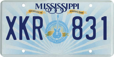 MS license plate XKR831