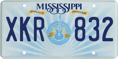 MS license plate XKR832