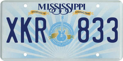 MS license plate XKR833