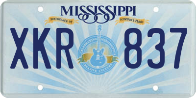 MS license plate XKR837