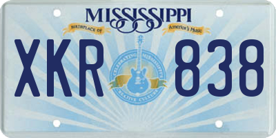 MS license plate XKR838