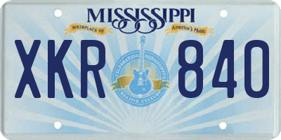 MS license plate XKR840
