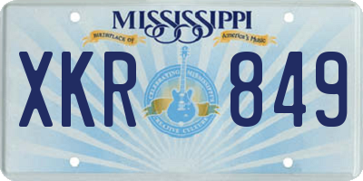 MS license plate XKR849