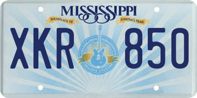 MS license plate XKR850