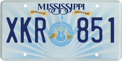 MS license plate XKR851