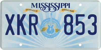 MS license plate XKR853