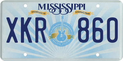 MS license plate XKR860