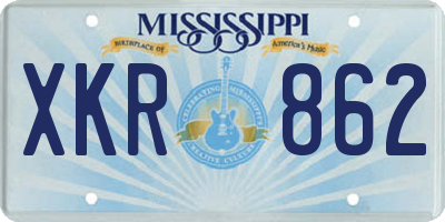 MS license plate XKR862