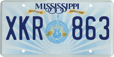 MS license plate XKR863