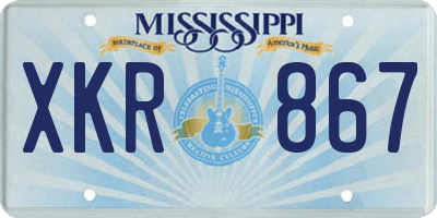 MS license plate XKR867