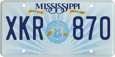 MS license plate XKR870