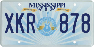 MS license plate XKR878
