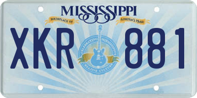 MS license plate XKR881