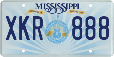 MS license plate XKR888
