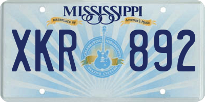 MS license plate XKR892