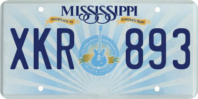 MS license plate XKR893
