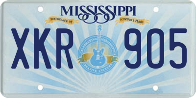 MS license plate XKR905