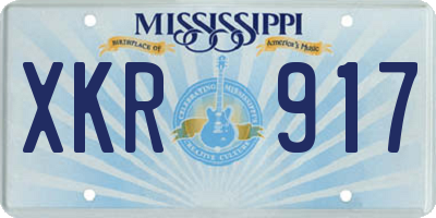 MS license plate XKR917