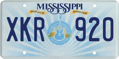 MS license plate XKR920