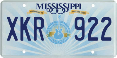 MS license plate XKR922
