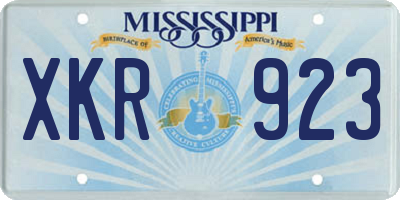 MS license plate XKR923