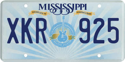 MS license plate XKR925
