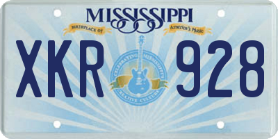MS license plate XKR928