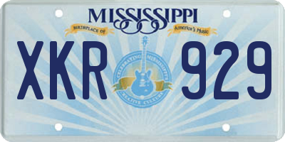 MS license plate XKR929