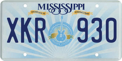 MS license plate XKR930