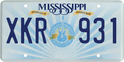 MS license plate XKR931