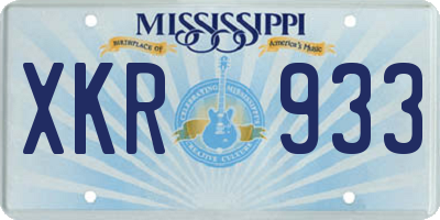 MS license plate XKR933