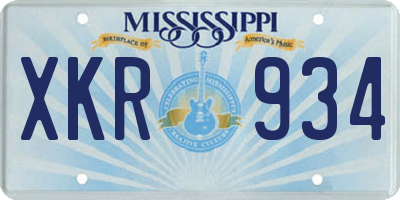 MS license plate XKR934