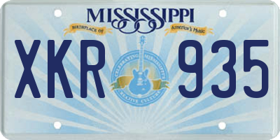 MS license plate XKR935