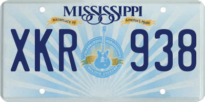 MS license plate XKR938