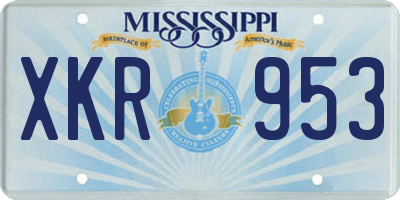 MS license plate XKR953